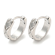 Brass Hoop Earrings, Real Platinum Plated, 12.5x3.5mm(EJEW-L211-010A-P)