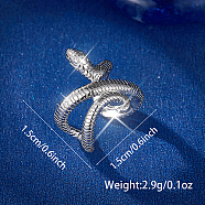 Rhodium Plated Sterling Silver Cuff Earrings, Snake Non Piercing Earrings, Platinum, 15x15mm(ZD1642-6)