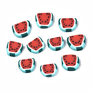 Handmade Polymer Clay Cabochons, Imitation Food, Watermelon, Red, 6~10.5x10~11.5x2mm, about 5300pcs/1000g(CLAY-N006-60)