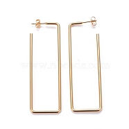 201 Stainless Steel Stud Earrings, with 304 Stainless Steel Pin, Hypoallergenic Earrings, Rectangle, Golden, 71x22x2mm, Pin: 0.8mm(EJEW-F205-06G-B)