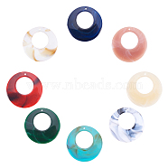 Acrylic Pendants, Imitation Gemstone Style, Flat Round, Mixed Color, 47x5mm, Hole: 2mm, about 100pcs/500g(OACR-T007-05-M)