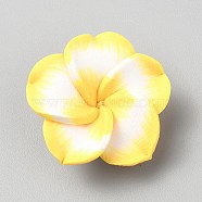 Handmade Polymer Clay Beads, Flower, Yellow, 10~11x25~26x25~26mm, Hole: 1.5mm(CLAY-WH20006-01C-04)