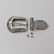 Belt Alloy Buckle Sets, include Roller Buckle, Rectangle Silder Charm, Triangle Zipper Stopper, Antique Silver, 52.5x57.5x5mm(FIND-WH0126-283D-AS)