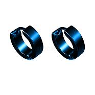 Brass Huggie Hoop Earrings, Blue, 4x8.5x2.3mm(EJEW-EE0002-252D)
