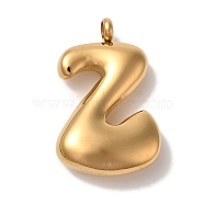 Ion Plating(IP) 304 Stainless Steel Pendants, Letter Charm, Golden, Letter Z, 25.5x16x6mm, Hole: 2mm(STAS-M017-08G-26)