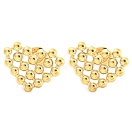 304 Stainless Steel Stud Earring for Women, Heart, Real 14K Gold Plated, 14.5x19mm(EJEW-C067-18G)