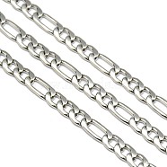 Stainless Steel Figaro Chains, Unwelded, Stainless Steel Color, 7~10x4.5x1.2mm(STAS-M032-45P-1.2mm)