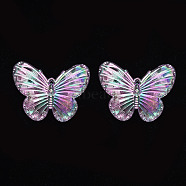 Electroplate Acrylic Pendants, AB Color Plated, Butterfly, Thistle, 31x41x4mm, Hole: 1.2mm(PACR-S225-02D)