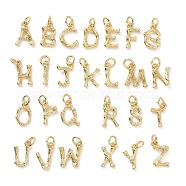 Brass Pendants, with Jump Ring, Golden, Letter Charm, Letter A~Z, 12x3~11x2mm, Hole: 3mm(KK-K165-04)