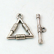 Tibetan Style Alloy Toggle Clasps, Triangle, Cadmium Free & Nickel Free & Lead Free, Antique Silver, 23x21.5x3mm, Hole: 2mm(TIBE-EA9149Y-FF)