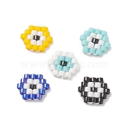 Handmade Japanese Seed Beads, Loom Pattern, Hexagram with Evil Eye, Mixed Color, 6.5x8x1.5mm(SEED-CP00006)