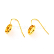 304 Stainless Steel Earring Hooks, with Cabochon Settings, Flat Round, Real 18K Gold Plated, 17mm, 21 Gauge, Pin: 0.7mm, Tray: 8mm(STAS-C044-01A-G)