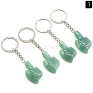 Green Aventurine  Keychain, with Matel Finding, Cute Axe Bag Pendant, 10~11cm(PW-WG43482-01)