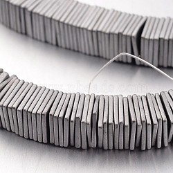 Electroplate Non-magnetic Synthetic Hematite Bead Strands, Frosted, Square Heishi Beads, Thin Slice Beads, Silver Plated, 8x8x1mm, Hole: 1mm, about 390pcs/strand, 15.7 inch(X-G-F300-20B-F01)