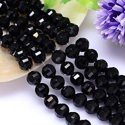 Faceted Round Imitation Austrian Crystal Bead Strands, Grade AAA, Black, 10mm, Hole: 0.9~1mm, about 40pcs/strand, 15.7 inch(G-M182-10mm-23A)