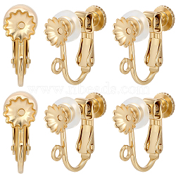 40Pcs 316 Surgical Stainless Steel Clip-on Earring Findings, with Comfort Silicone Pads for Screw Back Clip on Earrings, Real 18K Gold Plated, 15x17x5.5mm(STAS-BBC0008-58B)