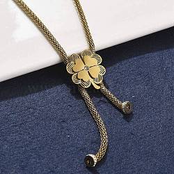 304 Stainless Steel Crystal Rhinestone Clover Lariat Necklaces, Ion Plating(IP), Golden, 24.80 inch(63cm)(NJEW-V001-07G)