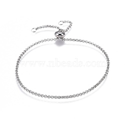 Adjustable 304 Stainless Steel Rolo Chains Slider Bracelet, Stainless Steel Color, 9-7/8 inch(25cm), Jump Ring: 5x0.6mm(BJEW-L653-003P-B)