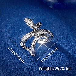 Anti-Tarnish Rhodium Plated Sterling Silver Cuff Earrings, Snake Non Piercing Earrings, Platinum, 15x15mm(ZD1642-6)