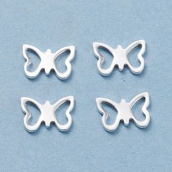 201 Stainless Steel Filigree Joiners Links, Butterfly, Silver, 7x10x0.8mm(STAS-I123-02S)