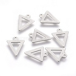 201 Stainless Steel Charm, Triangle, Stainless Steel Color, 12x9x0.5mm, Hole: 1mm(STAS-E454-19P)