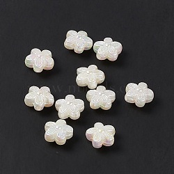 Opaque Acrylic Beads, Imitation Pearl, AB Color, 5-Petal Flower, White, 10x10.5x6mm, Hole: 1.6mm(OACR-E004-33)