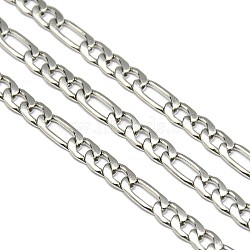 Stainless Steel Figaro Chains, Unwelded, Stainless Steel Color, 7~10x4.5x1.2mm(STAS-M032-45P-1.2mm)