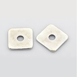 Tibetan Style Alloy Beads, Cadmium Free & Nickel Free & Lead Free, Square, Antique Silver, 23x23x3mm, Hole: 5mm(LF10595Y-NF)