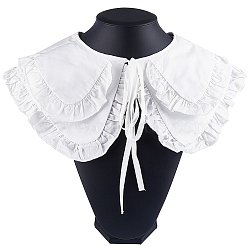 1Pc Detachable Polyester Lady's False Collars, Ruffled Edge Neckline Trim, Clothes Sewing Applique Edge, DIY Garment Accessories, White, 1456x140x1mm(AJEW-GF0007-68)