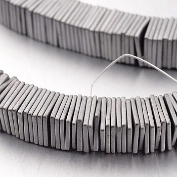 Electroplate Non-magnetic Synthetic Hematite Bead Strands, Frosted, Square Heishi Beads, Thin Slice Beads, Silver Plated, 8x8x1mm, Hole: 1mm, about 390pcs/strand, 15.7 inch