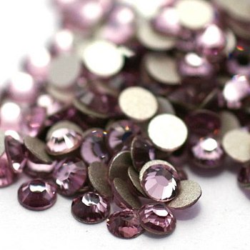 Glass Flat Back Rhinestone, Grade A, Back Plated, Faceted, Half Round, Light Amethyst, SS5, 1.7~1.8mm, 1440pcs/bag
