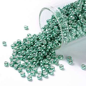 TOHO Round Seed Beads, Japanese Seed Beads, (561) Galvanized Southwest Green, 8/0, 3mm, Hole: 1mm, about 1110pcs/50g