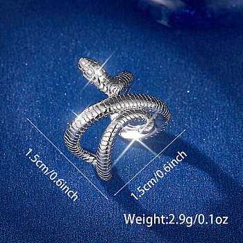 Rhodium Plated Sterling Silver Cuff Earrings, Snake Non Piercing Earrings, Platinum, 15x15mm