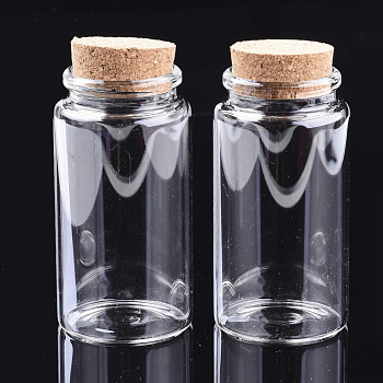 Glass Jar Glass Bottles Bead Containers, with Cork Stopper, Wishing Bottle, Clear, 91x47mm, Hole: 32mm, Capacity: 158ml(5.34 fl. oz)