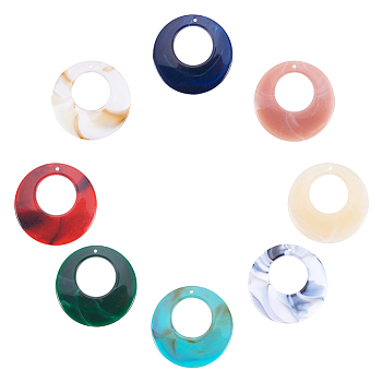 Acrylic Pendants, Imitation Gemstone Style, Flat Round, Mixed Color, 47x5mm, Hole: 2mm, about 100pcs/500g