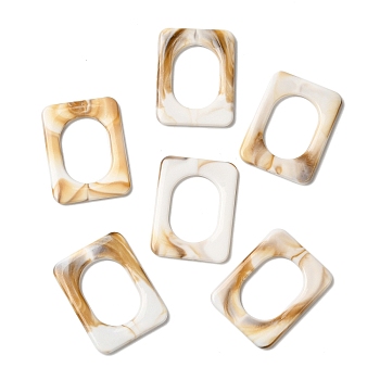 Opaque Acrylic Linking Rings, Rectangle, Peru, 40x30x3mm, Inner Diameter: 18.5x26mm, about 195pcs/500g