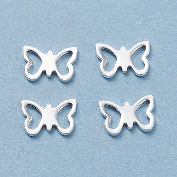 201 Stainless Steel Filigree Joiners Links, Butterfly, Silver, 7x10x0.8mm