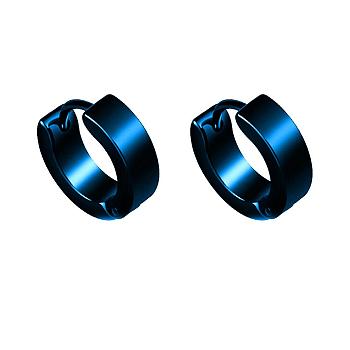 Brass Huggie Hoop Earrings, Blue, 4x8.5x2.3mm
