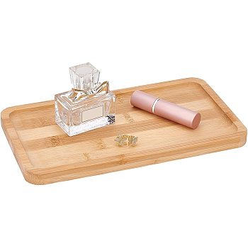 Bamboo Display Tray, Essential Oil Bottle Crystal Stone Storage Tray, Rectangle, Goldenrod, 140x250x14mm