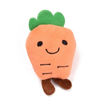 Carrot with Smile Cotton & Non-Woven & Velvet Fabric Brooch, Cartoon Doll Iron Lapel Pin for Girl Women, Light Salmon, 113x66x31mm