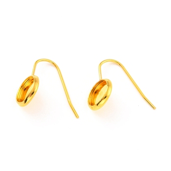 304 Stainless Steel Earring Hooks, with Cabochon Settings, Flat Round, Real 18K Gold Plated, 17mm, 21 Gauge, Pin: 0.7mm, Tray: 8mm