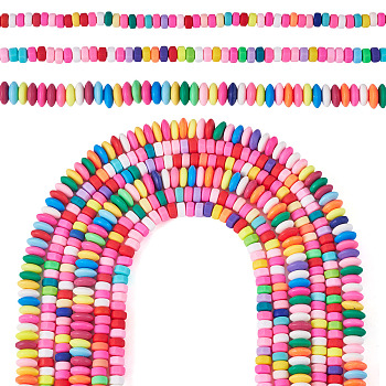 6Strands 3 Styles Handmade Polymer Clay Beads Strand, Hexagon, Mixed Color, 6~9x6.5~9x3~3.5mm, Hole: 1.4~1.6mm, about 109~116pcs/strand, 15.55~16.14 inch(39.5~41cm), 2strands/style 