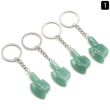 Green Aventurine  Keychain, with Matel Finding, Cute Axe Bag Pendant, 10~11cm