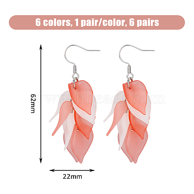 6 Pairs 6 Colors Acrylic Leaf Dangle Earrings(EJEW-FI0001-73)-2