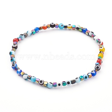 Colorful Evil Eye Lampwork Stretch Beaded Bracelets Sets(BJEW-JB05931)-2