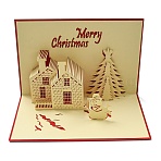 3D Pop Up Paper Greeting Card, with Envelope, Christmas Day Invitation Card, Castle, 300x150x115mm(AJEW-P124-A02)