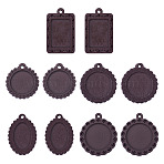 10Pcs 5 Styles Wood Pendant Cabochon Settings, Brown, Mixed Shapes, 47.5~52x33~43x4.5mm, Hole: 3~3.4mm, Tray Size: 20~30mm, 2pcs/style(WOOD-TA0003-05)