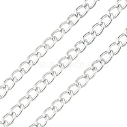 Aluminium Twisted Curb Chains, Unwelded, with Spool, Silver, 10x6.5x1.8mm, about 16.4 Feet(5m)/roll(CHA-YW0001-01S)