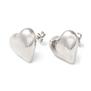Rack Plating Brass Heart Stud Earrings, Platinum, 14.5x15.5mm(X-EJEW-Q766-02P)