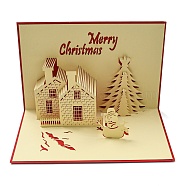 3D Pop Up Paper Greeting Card, with Envelope, Christmas Day Invitation Card, Castle, 300x150x115mm(AJEW-P124-A02)